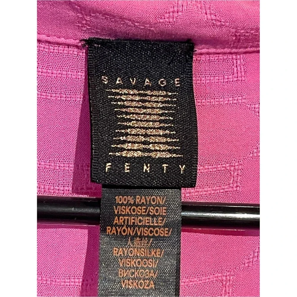 Savage × Fenty Monogram Voile Button Down Sleep Shirt Size XL Pink